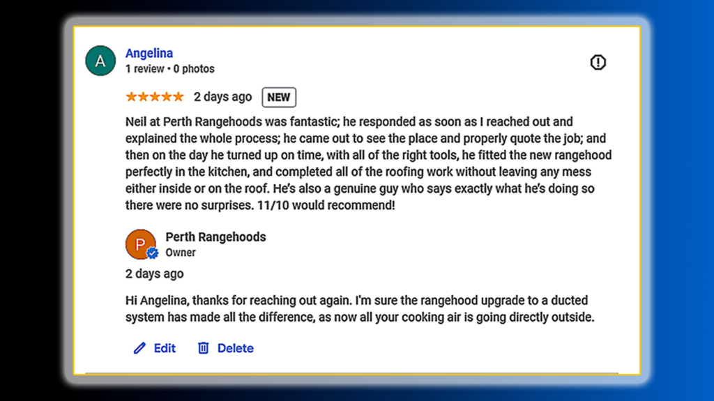 Google review landing page Angelina 5 star
